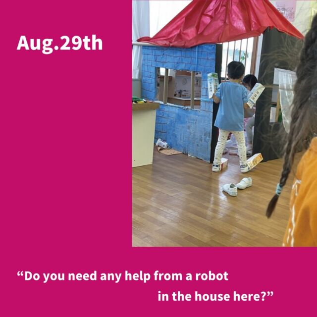 “Do you need any help from a robot in the house here?” 

#ymca #englishimmersion #englishpreschool #englishkindergarten #internationalschool #openendedplay #childasprotagonist #toplayistolearn #choicetime #imaginativeplay #yokohama #英語保育 #幼児英語 #子どもが主役 #あそびはまなび #クリエイティブ #横浜